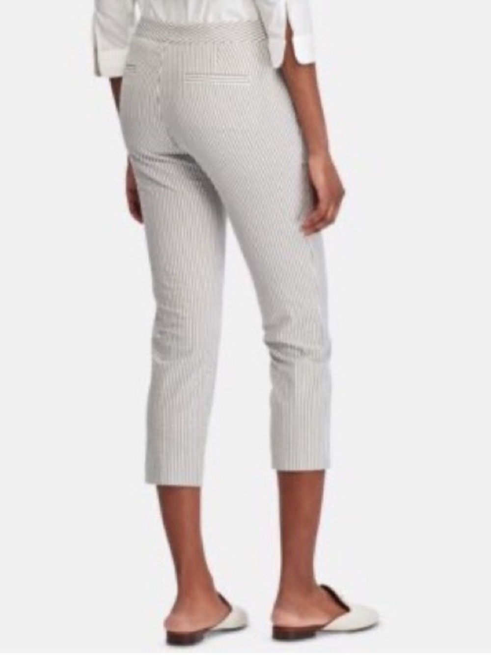 NWT $135 RALPH LAUREN Seersucker Ankle Pant Grey & White Size 16W - Picture 5 of 10
